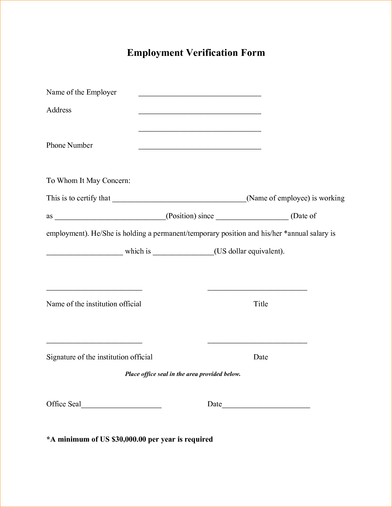 017 Letter Of Employment Offer Verification Form Templates