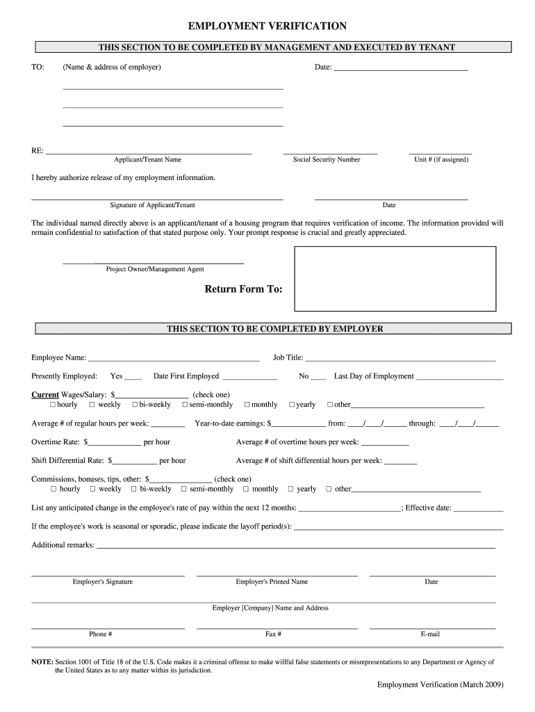 Employment Verification Form - Fill Online, Printable