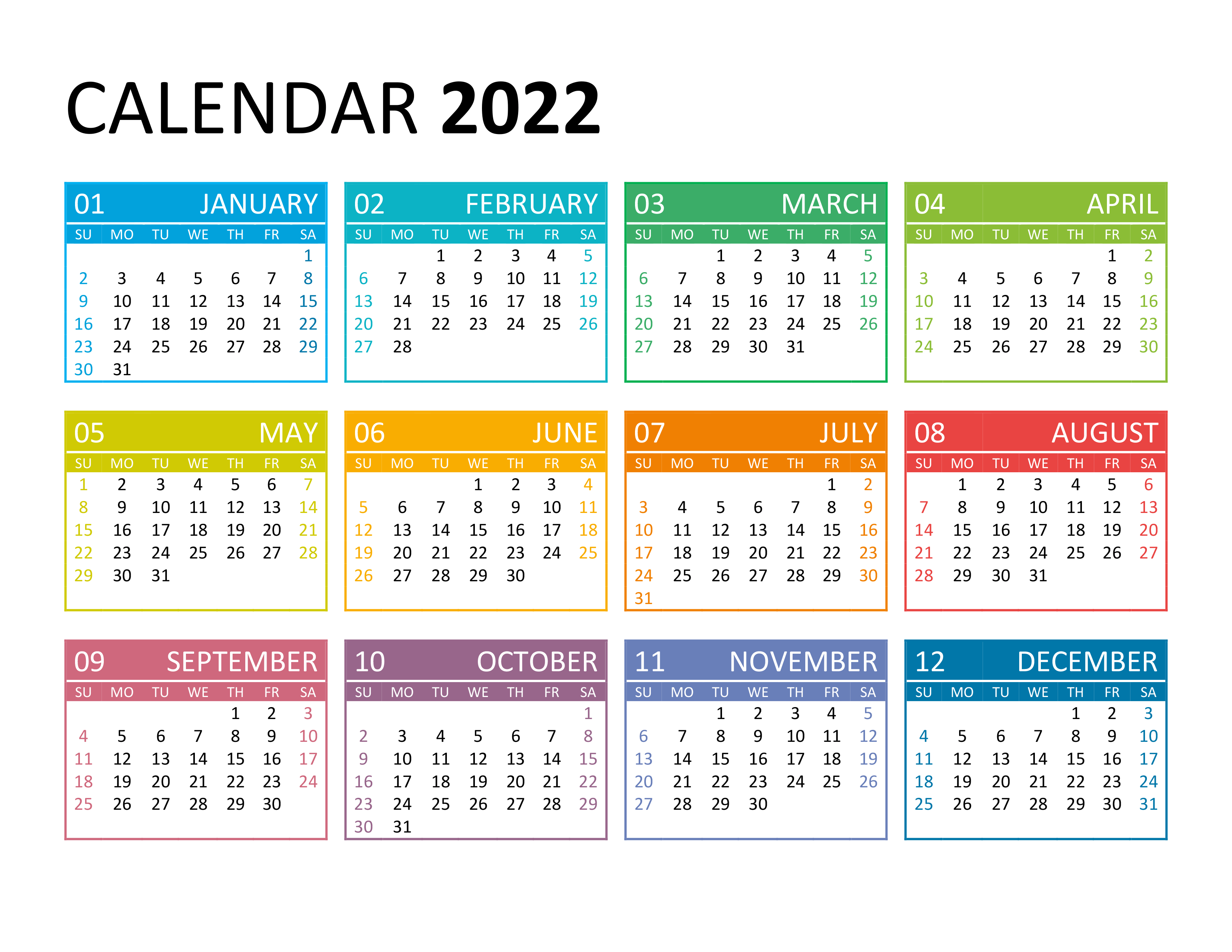 Yearly calendar 2022 freecalendar.su