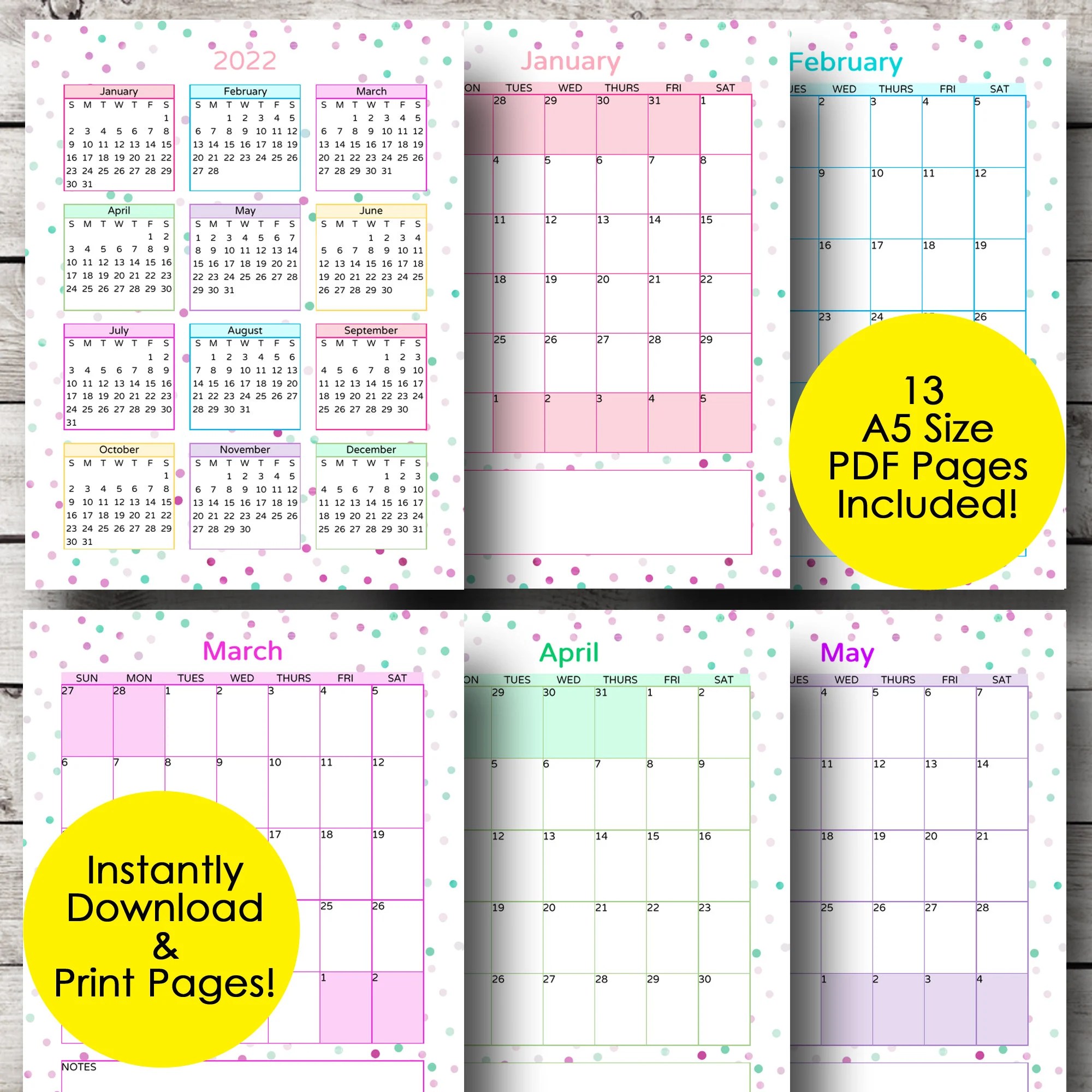 Printable Week Numbers For 2022 A5