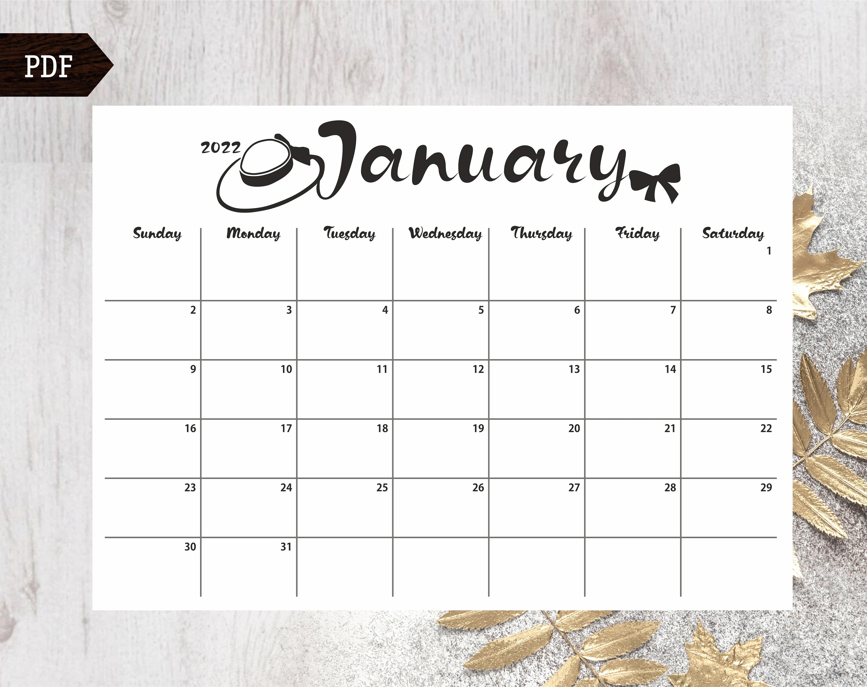 2022 White Calendar Wall Calendar Yearly pdf Wall Calendar