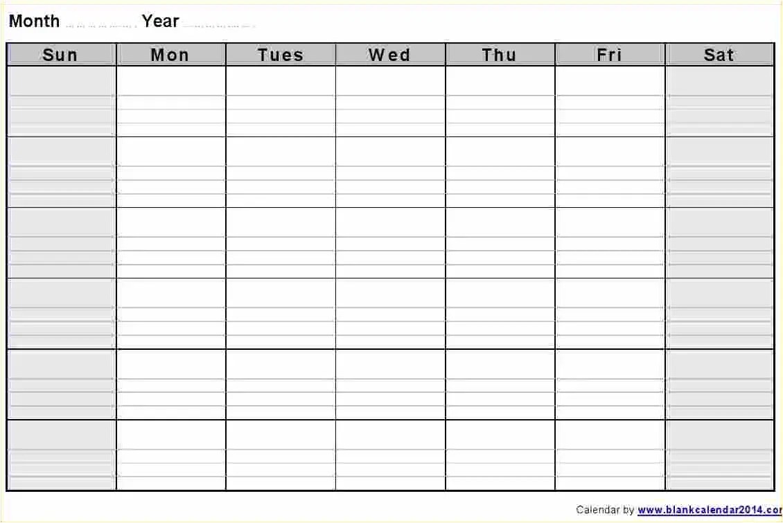Monthly Calendar Template With Lines