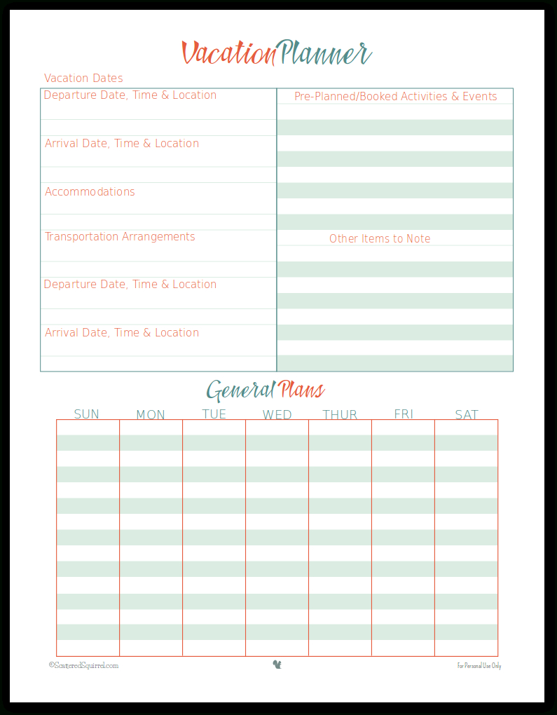 002 Vacation Planner Plan Template Trip ~ Tinypetition
