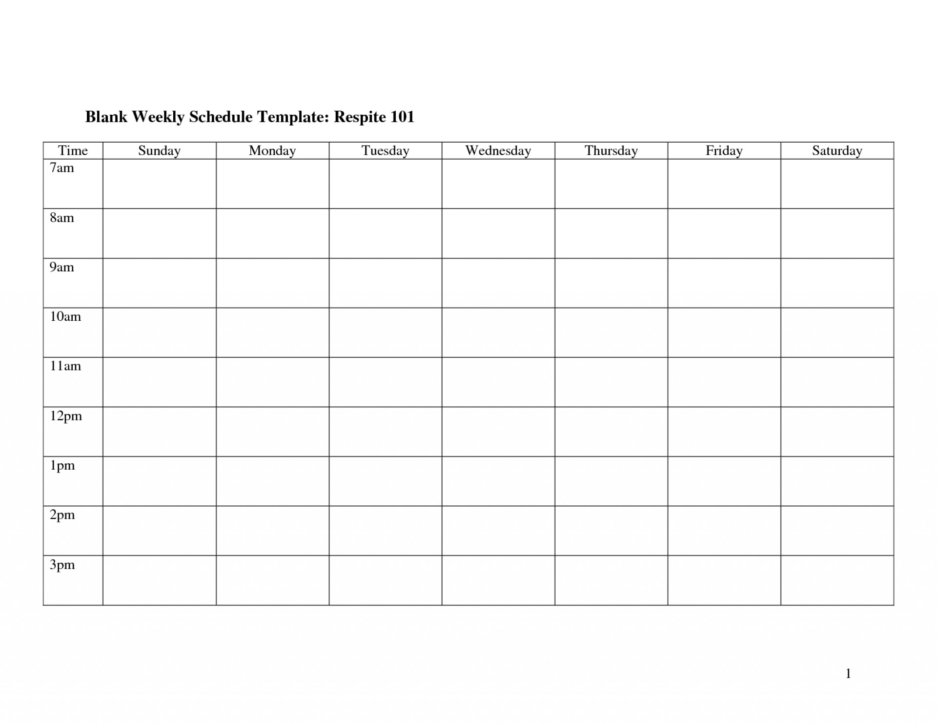 daily schedule template work week