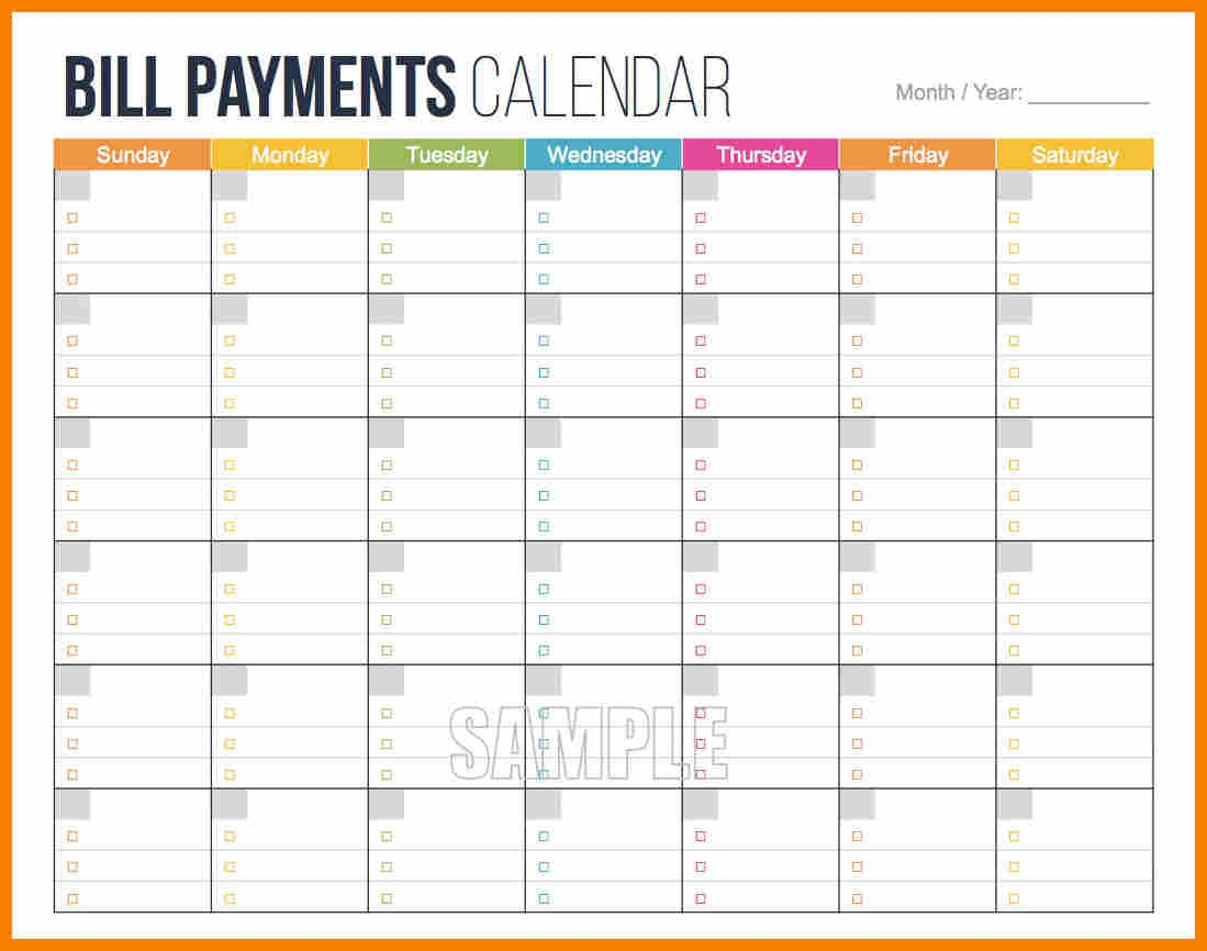 008 Template Ideas Bill Pay Schedule Calendar 2 Unusual