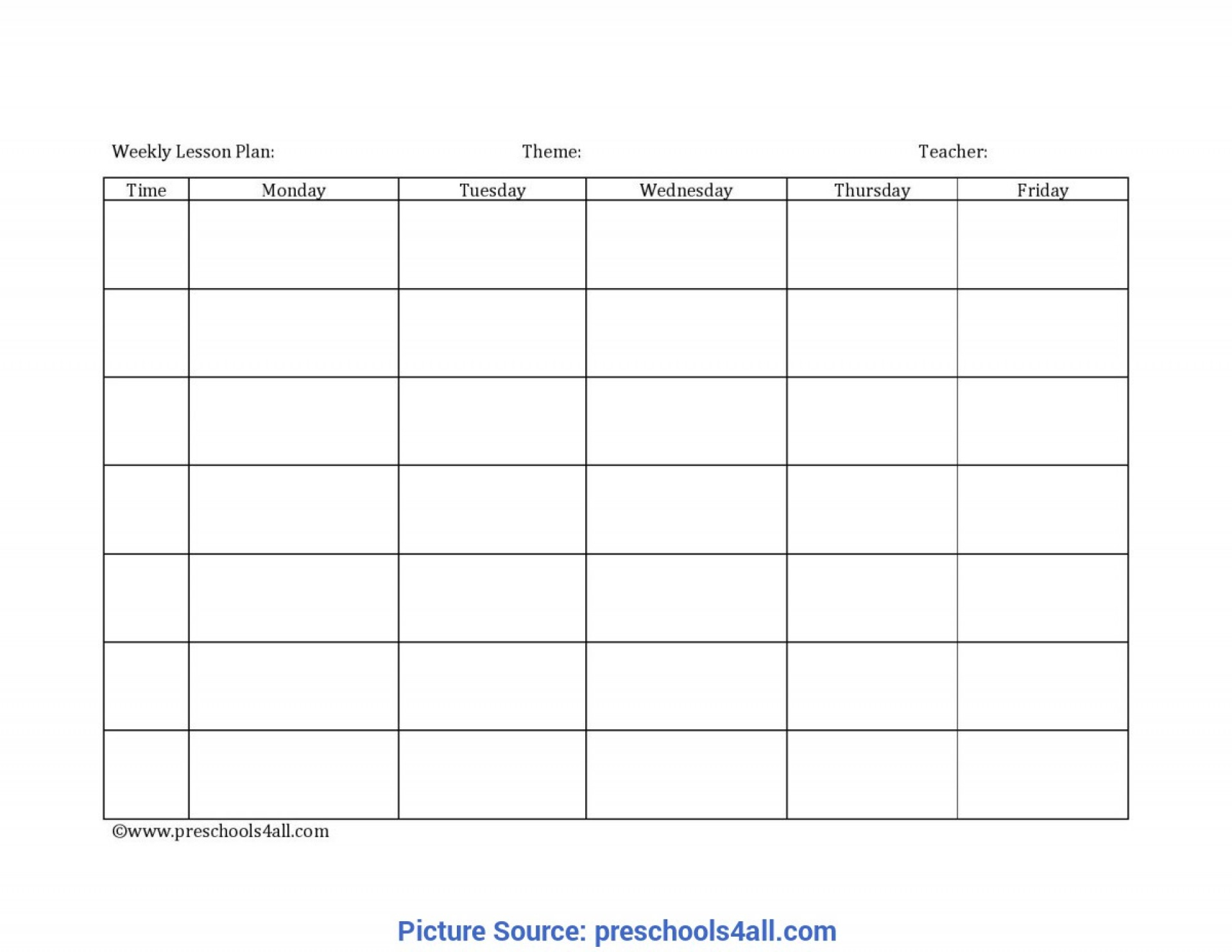 011 Plan Templates Simple Blank Lesson Template Weekly