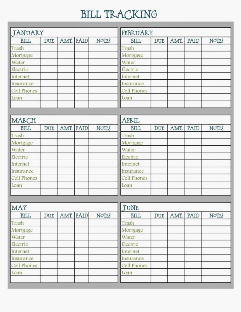 Monthly Bill Schedule Template | Example Calendar Printable