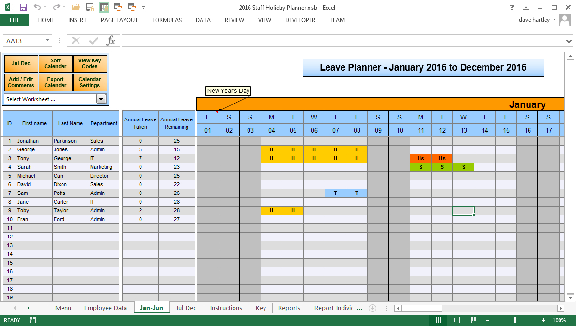 019 Template Ideas Vacation Tracker Excel Calendar Staff