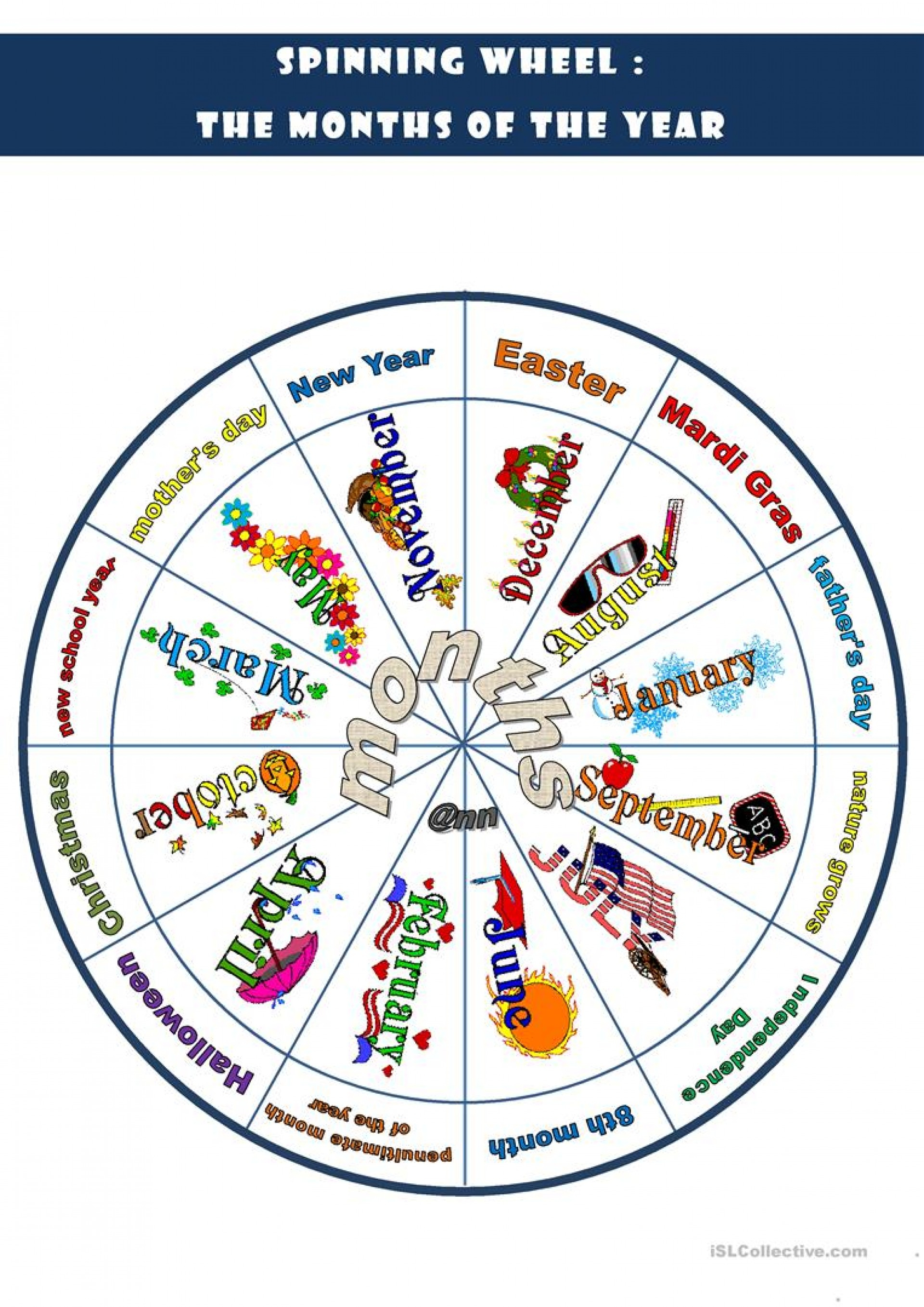 021 Printable Word Spinning Wheel The Months Of Year Games