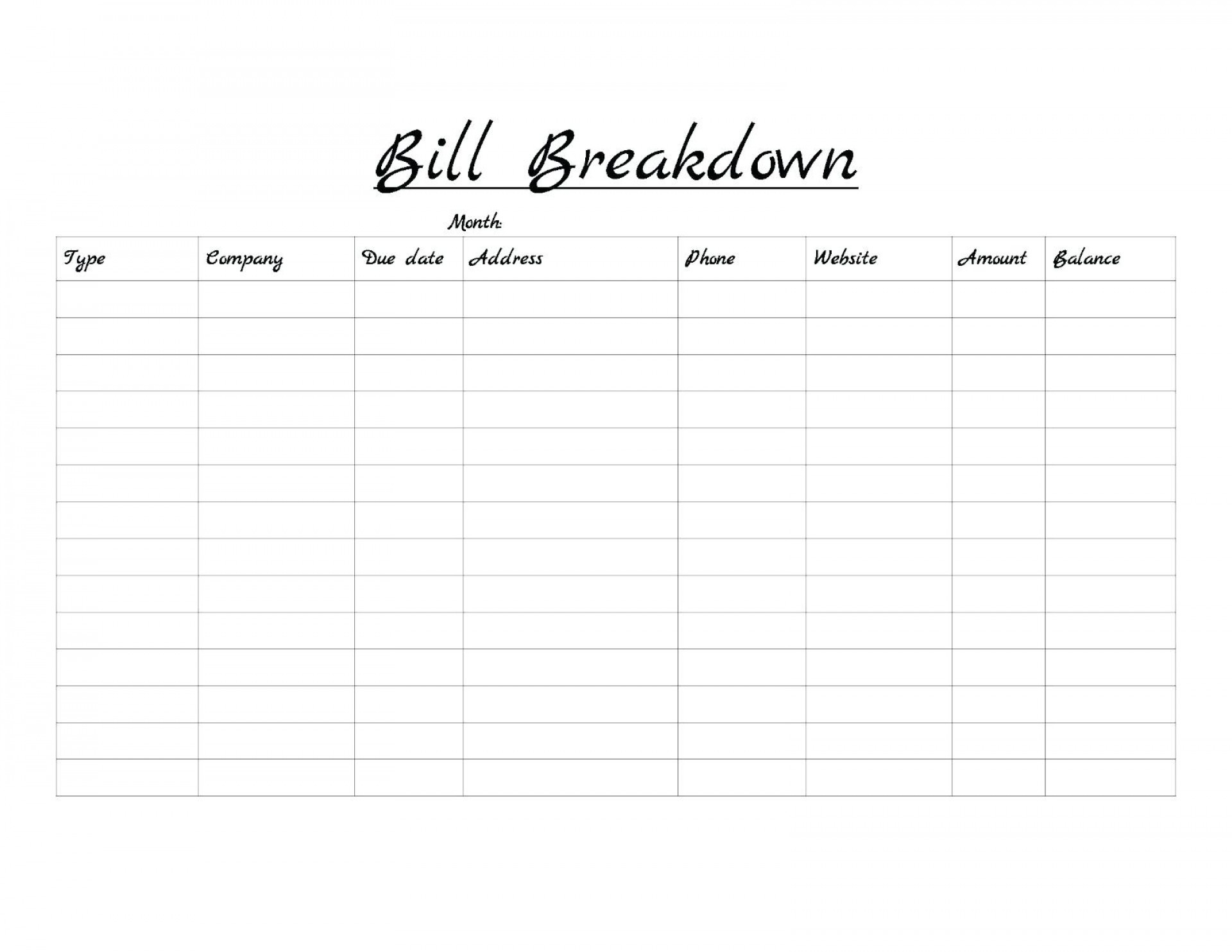 Free Template For Bills Due Monthly Example Calendar Printable