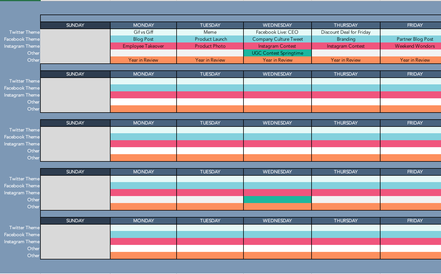 Blog Post Schedule Template 2020 Example Calendar Printable