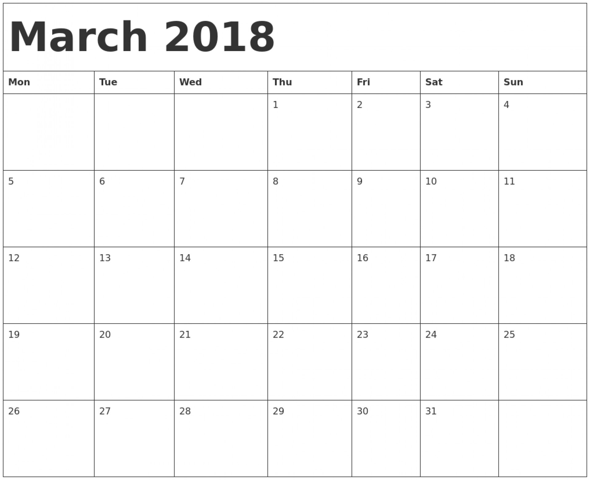 034 Printable Calendar Word March Template Monday Start