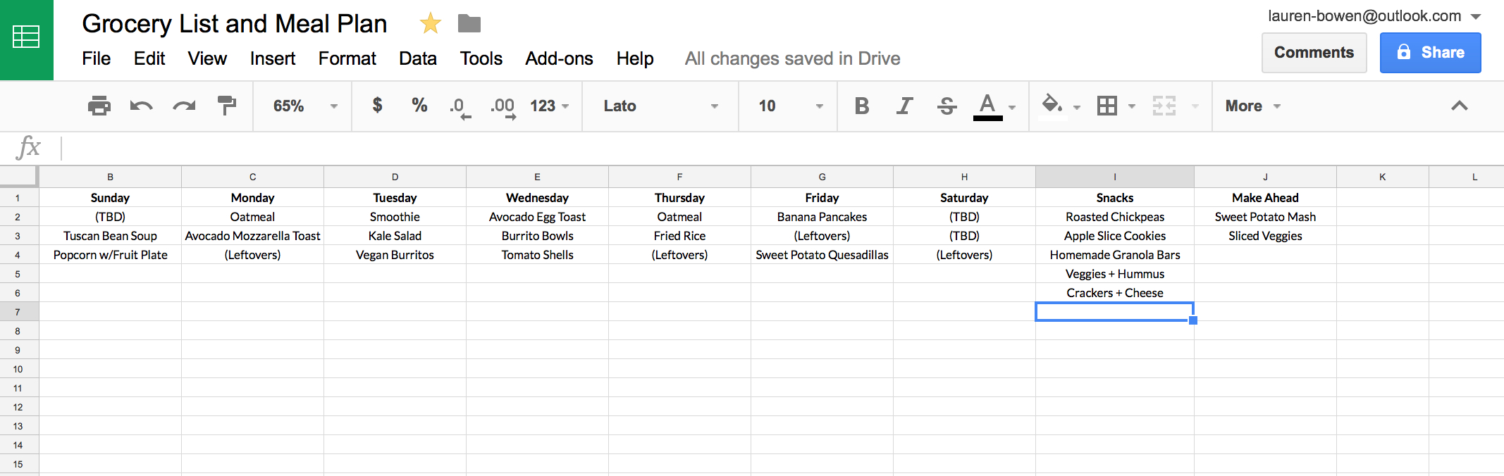 meal planning template with macros google sheets