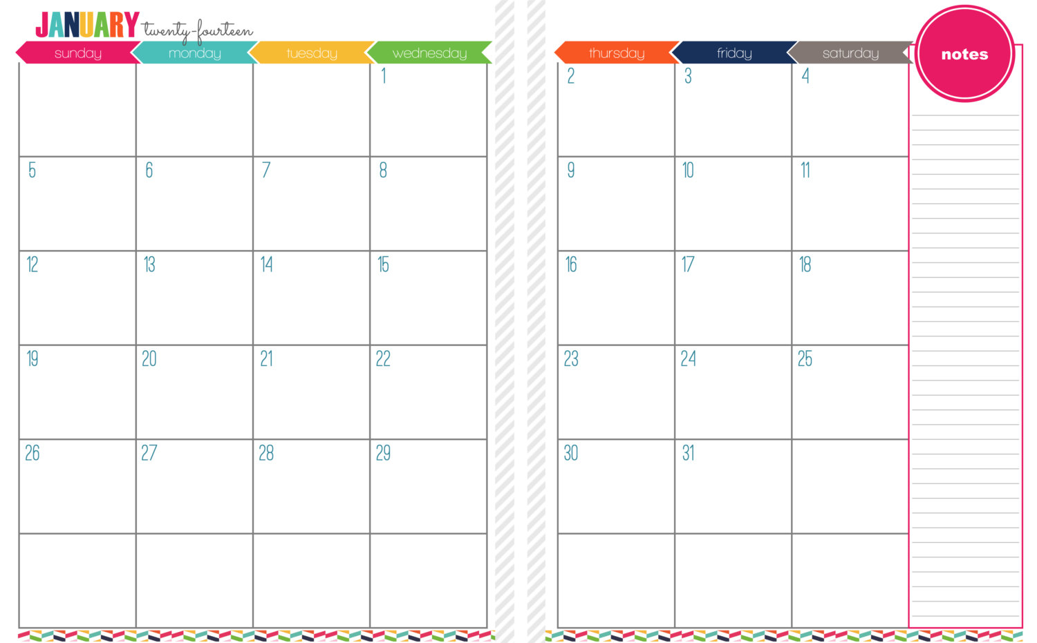 12 Images Of Two-Page Monthly Calendar Template Blank