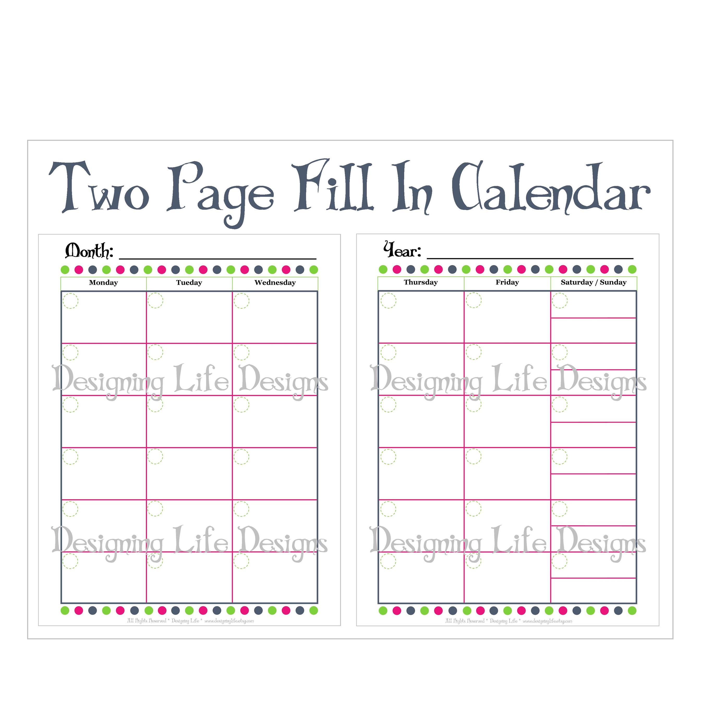 12 Images Of Two-Page Monthly Calendar Template Blank
