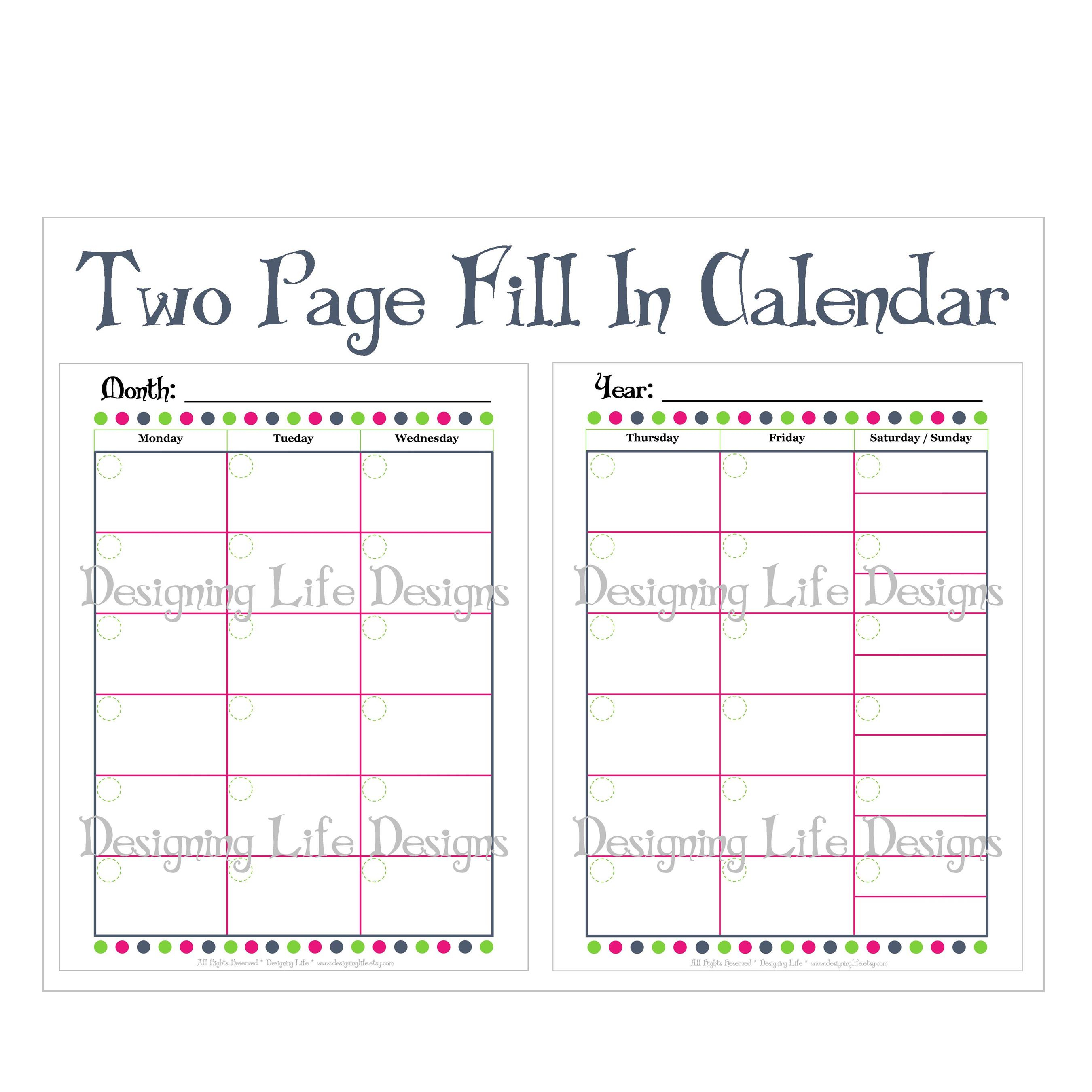 Free Printable 2 Page Calendar Blank | Example Calendar Printable