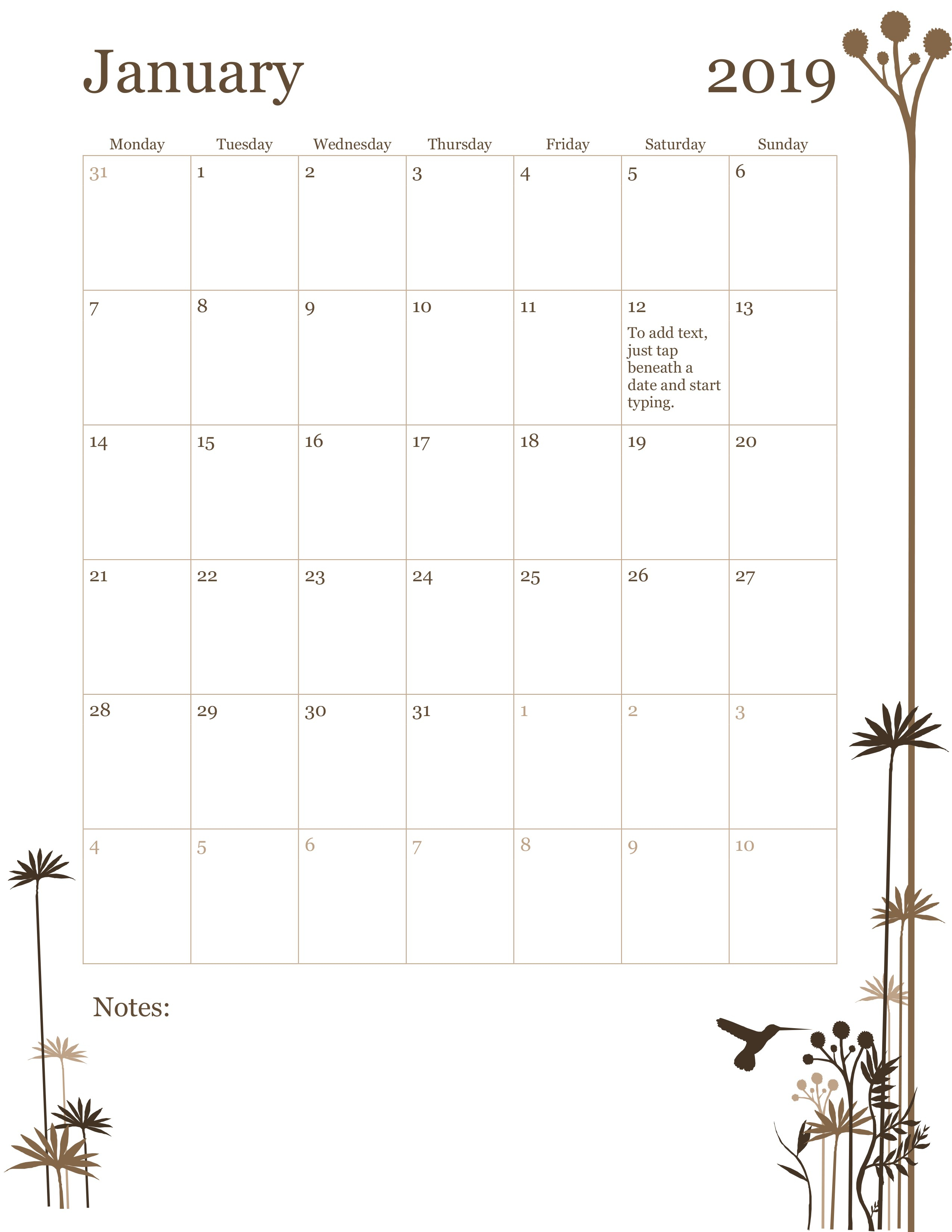 Printable 12 Month Calendar Template - Printable Templates