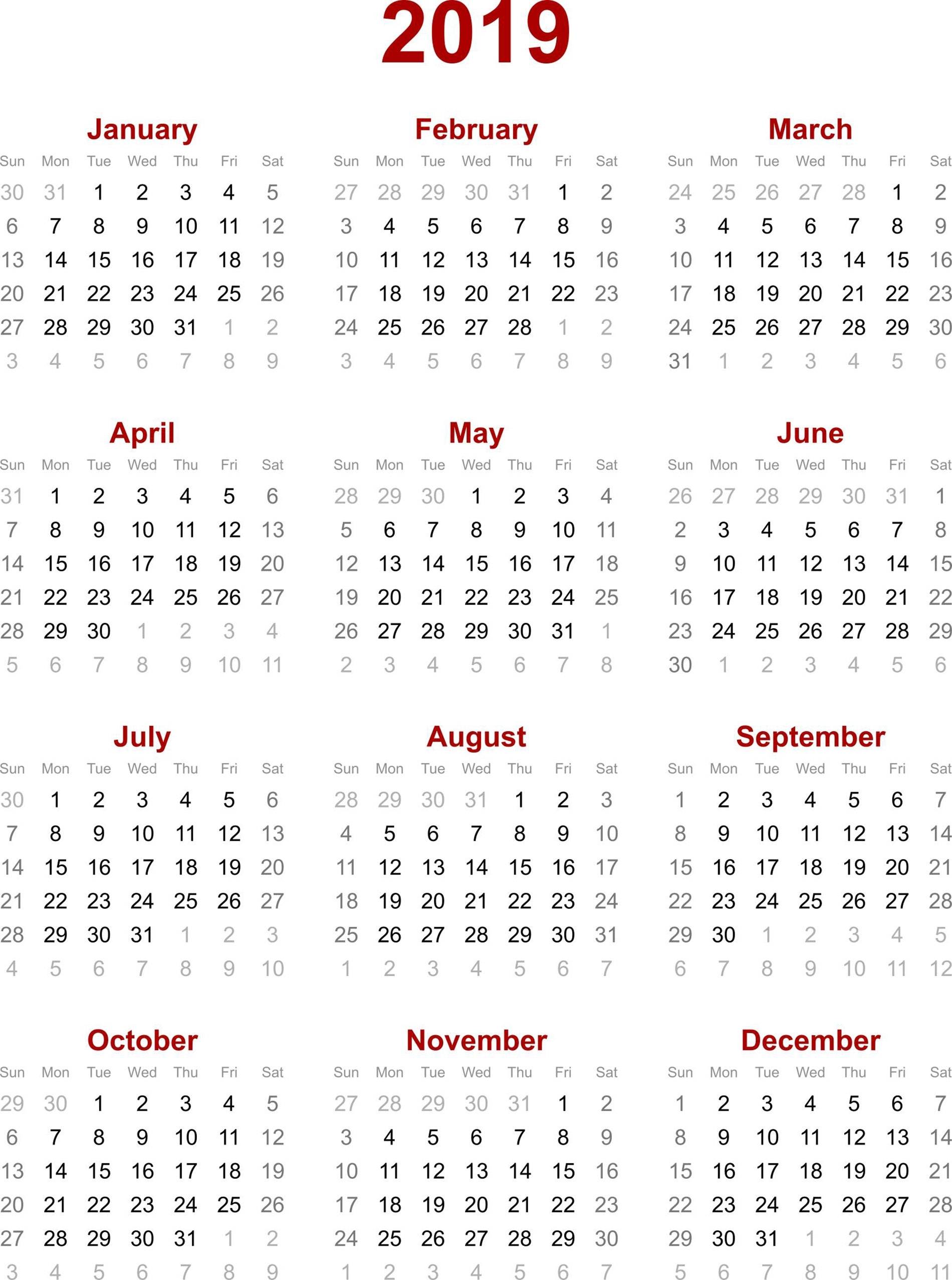 12 Month Calendar Print Out | Template Calendar Printable