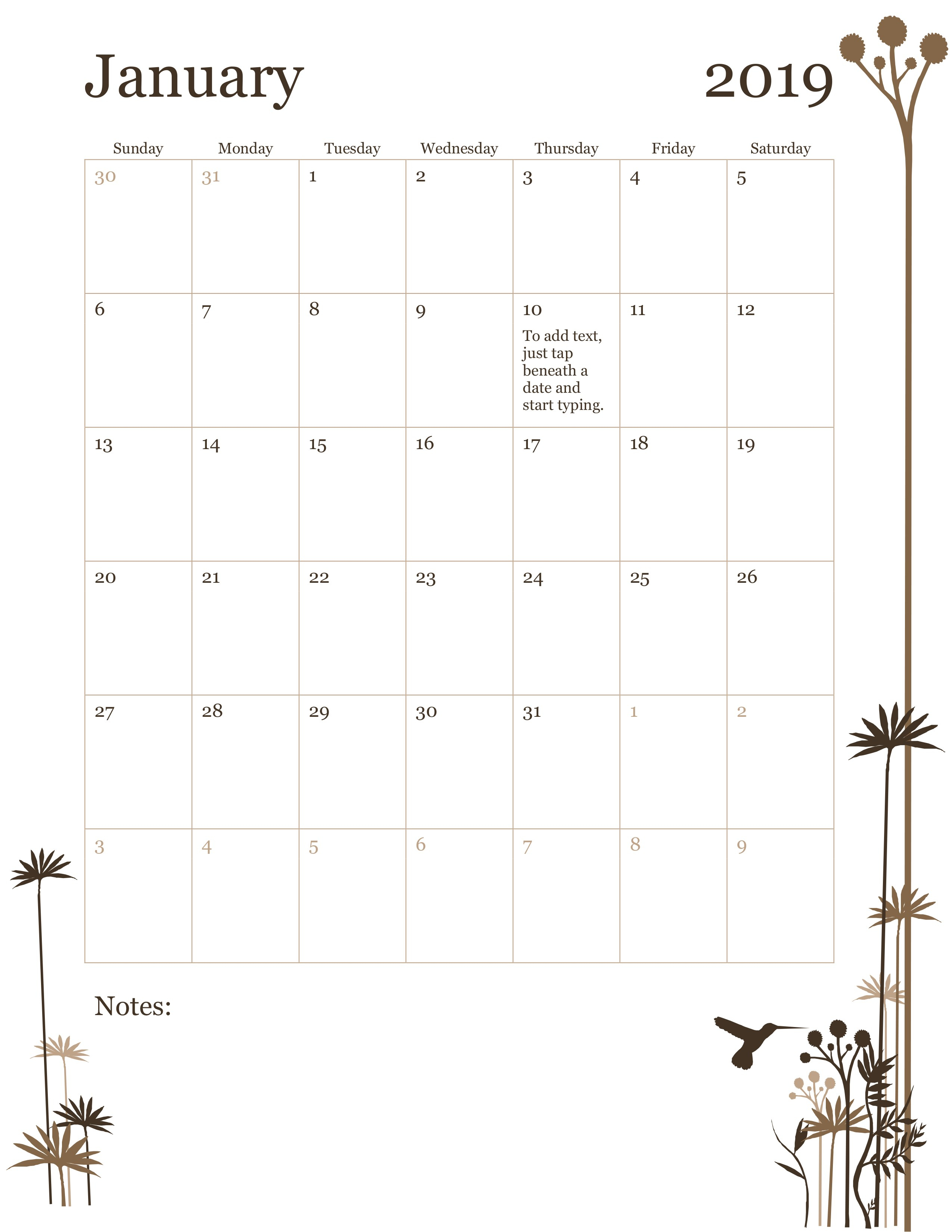 12-Month Calendar (Sun-Sat)