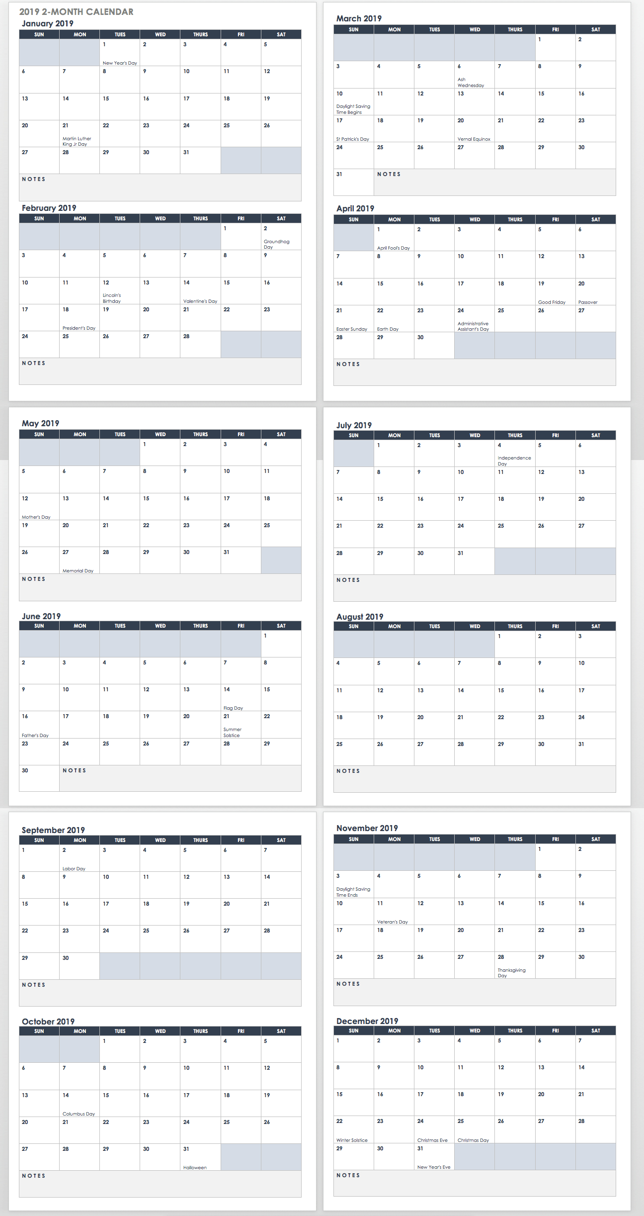 15 Free Monthly Calendar Templates | Smartsheet