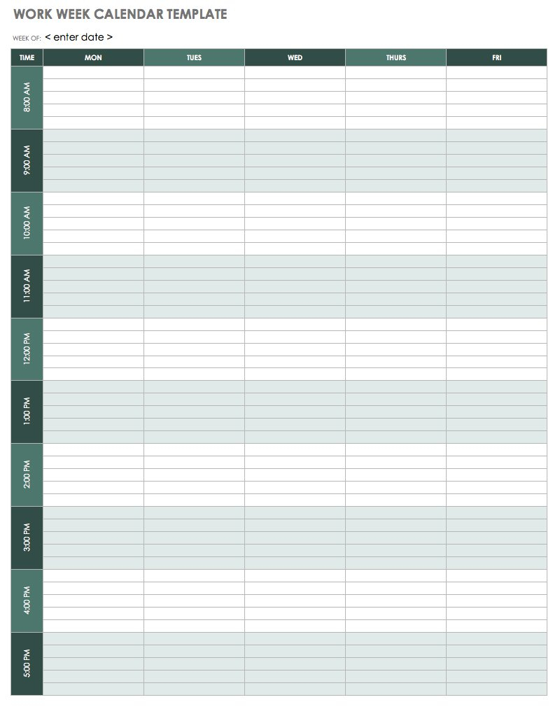 blank weekly calendar 15 minute increments example