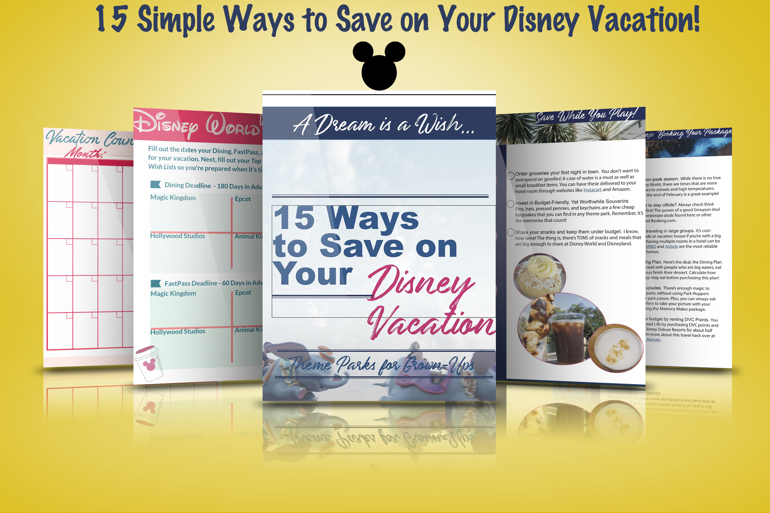 15 Ways To Save At Disney Checklist | Disney World Planner | Fastpass &amp;  Dining Organizer | Travel Ebook | Vacation Countdown Calendar