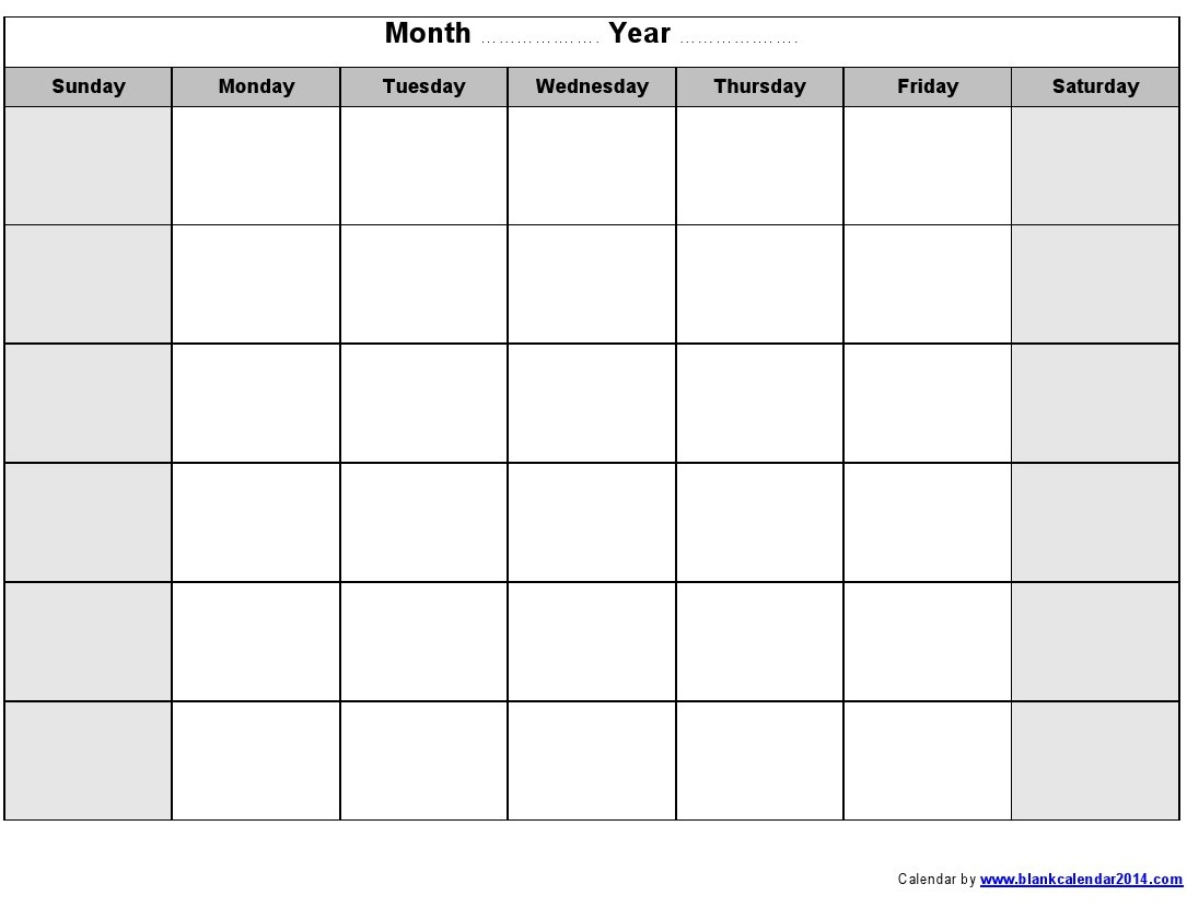 16 Blank Month Calendar Template Images - Blank Monthly