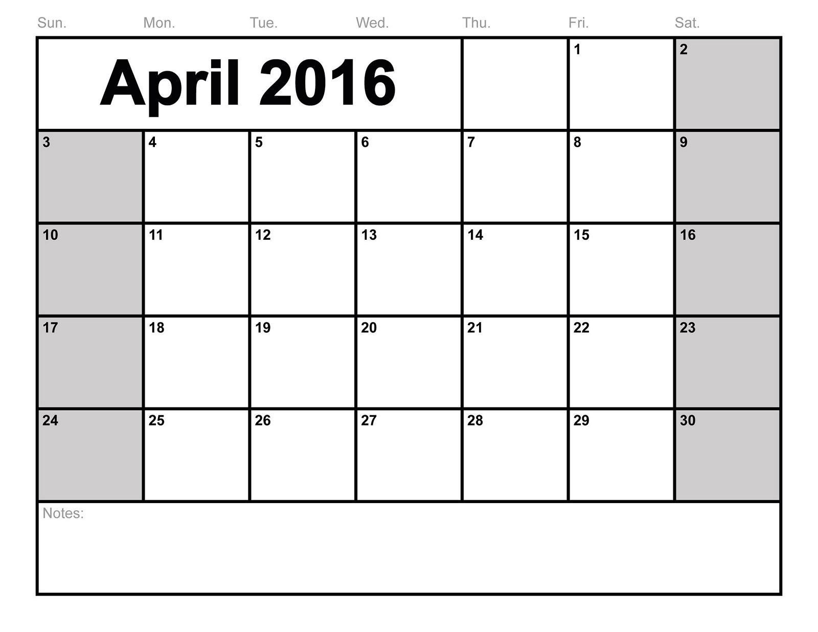 2016 Blank Calendars To Print | Activity Shelter