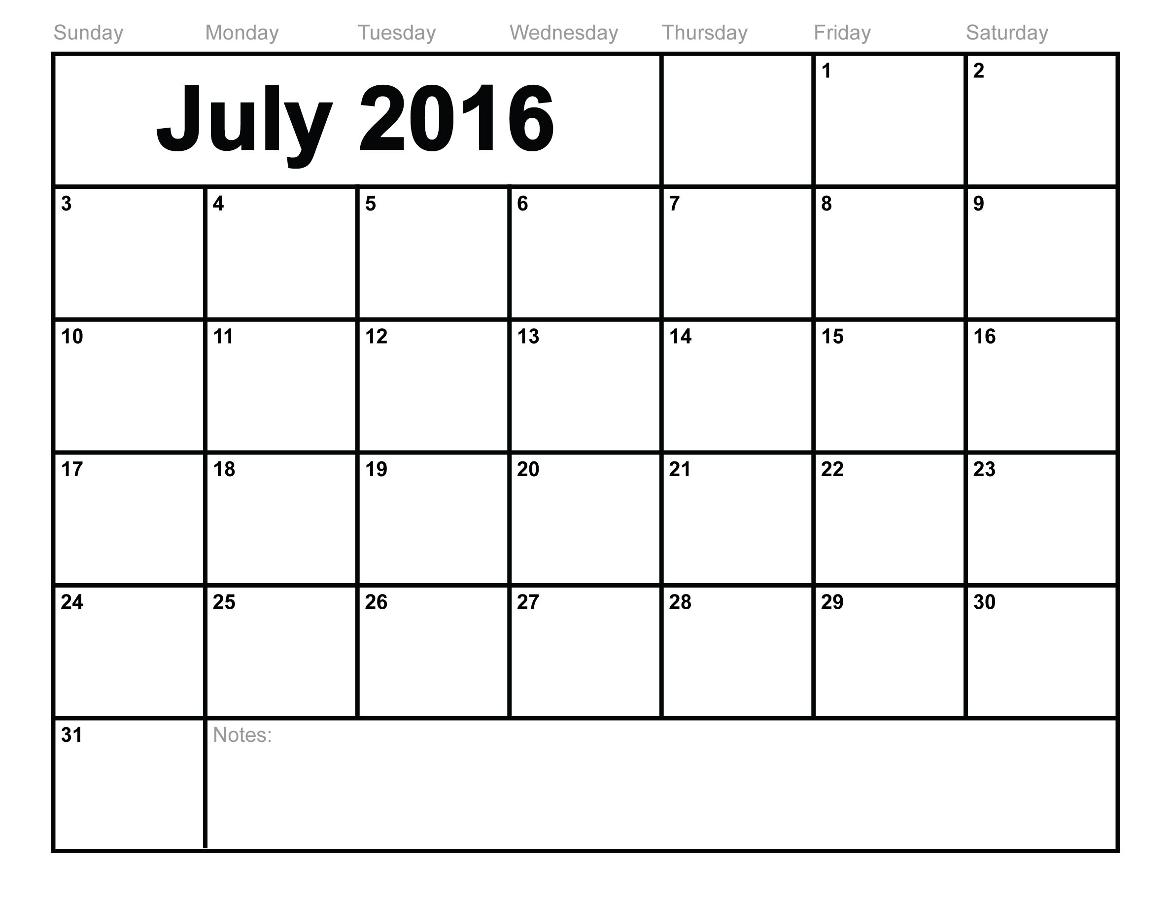 2016 Blank Printable Calendar | Hauck Mansion