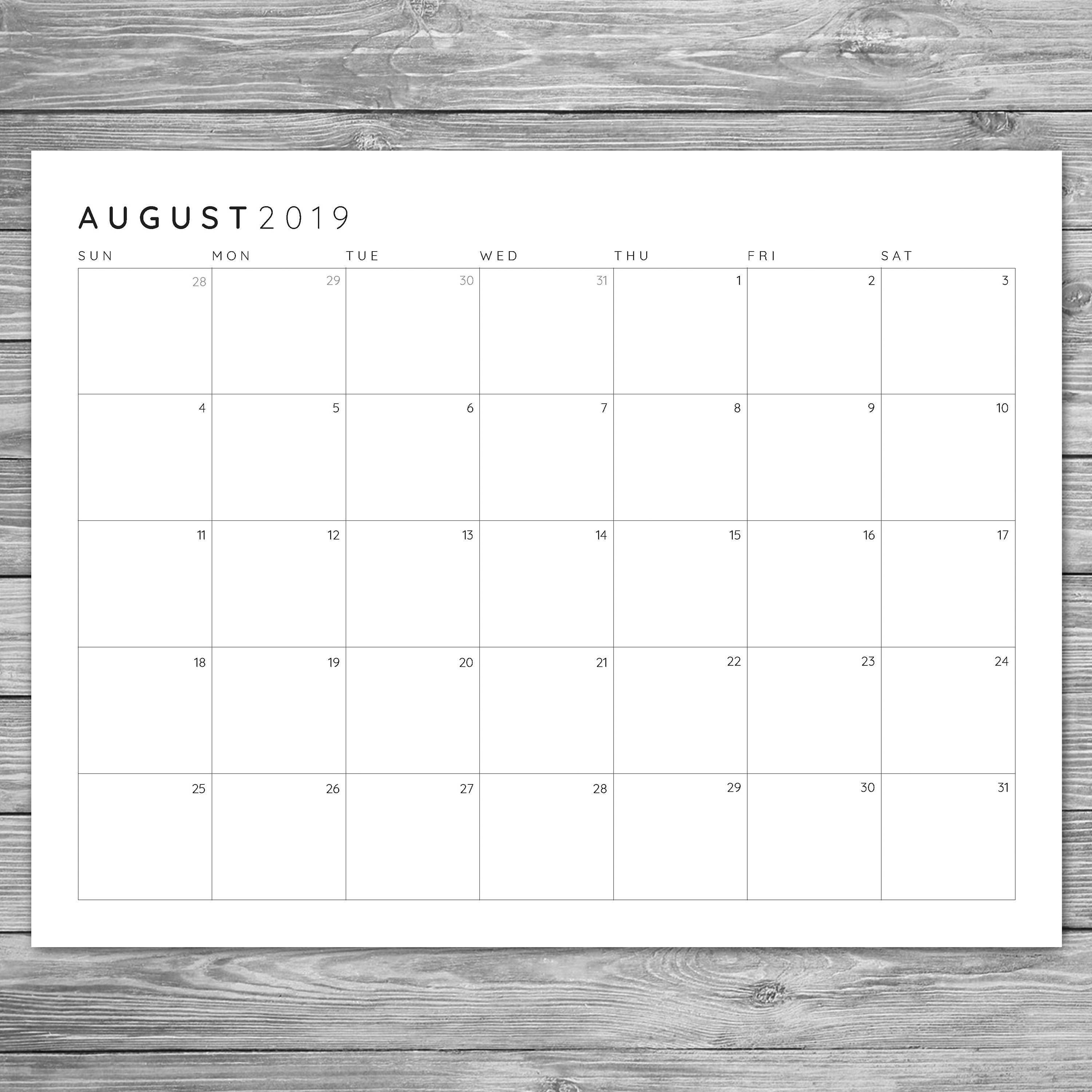 2017 2018 2019 Printable Minimalist Monthly Grid Calendar