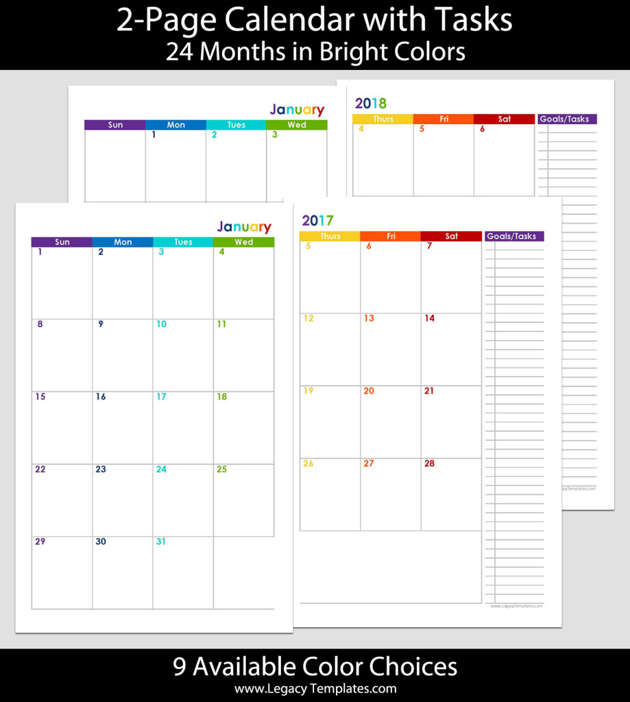 2017 &amp; 2018 24-Months 2-Page Calendar – 5.5 X 8.5 | Legacy