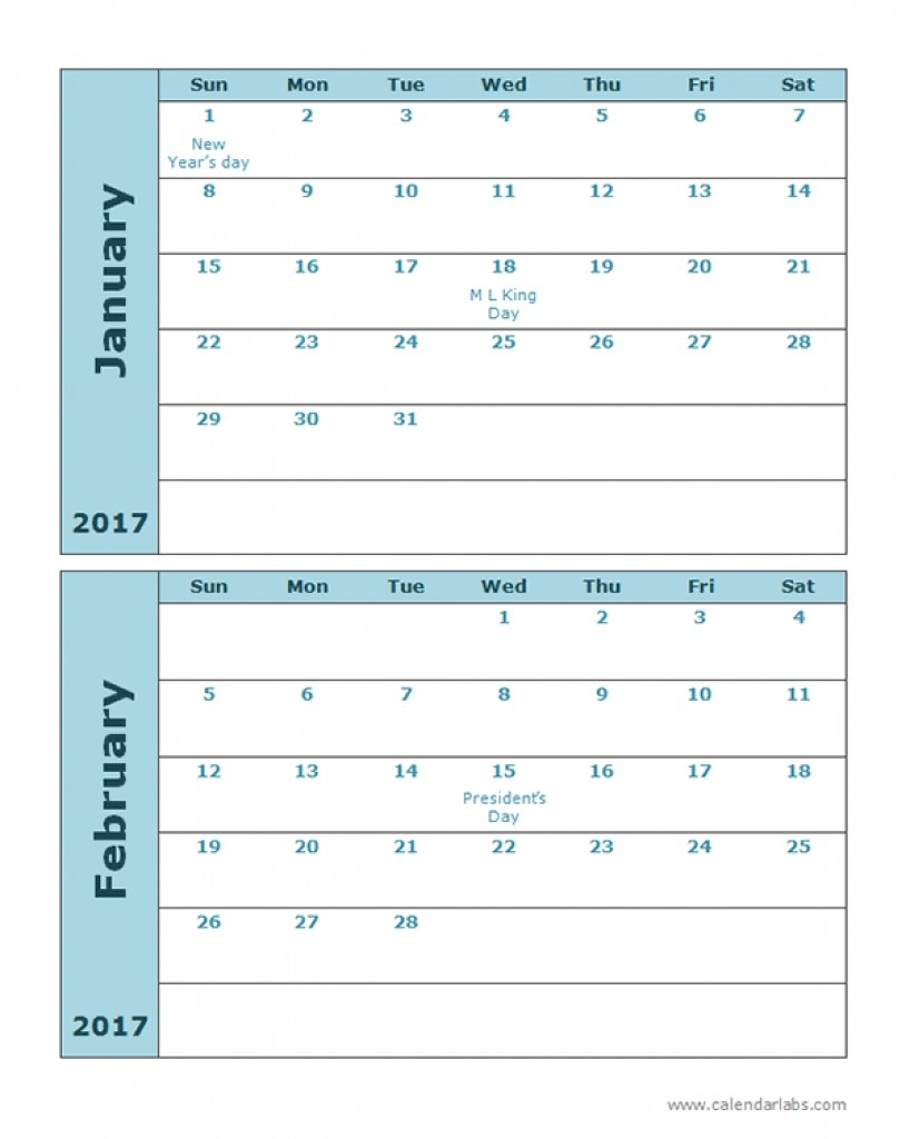 calendar template 2 months per page