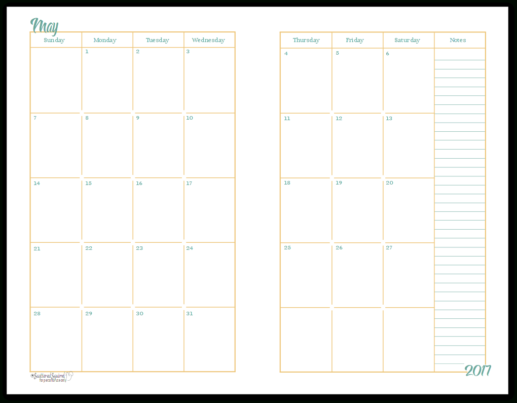 2 Page Monthly Calendar Template