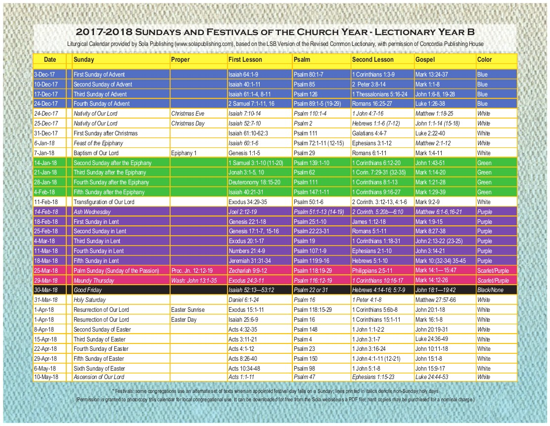 2018 2019 Calendar On Church Year 2016 | Jcreview