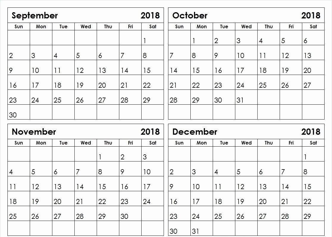 2018 4 Month Calendar Printable | Monthly Calendar