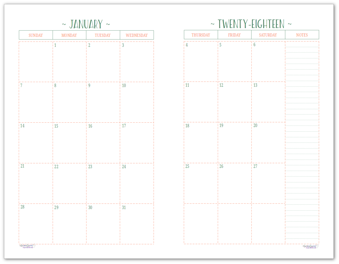 2018 Monthly Planner | Free Printable Calendar, 2 Page