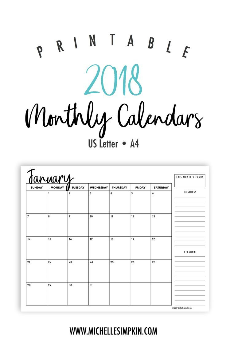 2018 Printable Calendars - Plan Out Your Year With These Ink