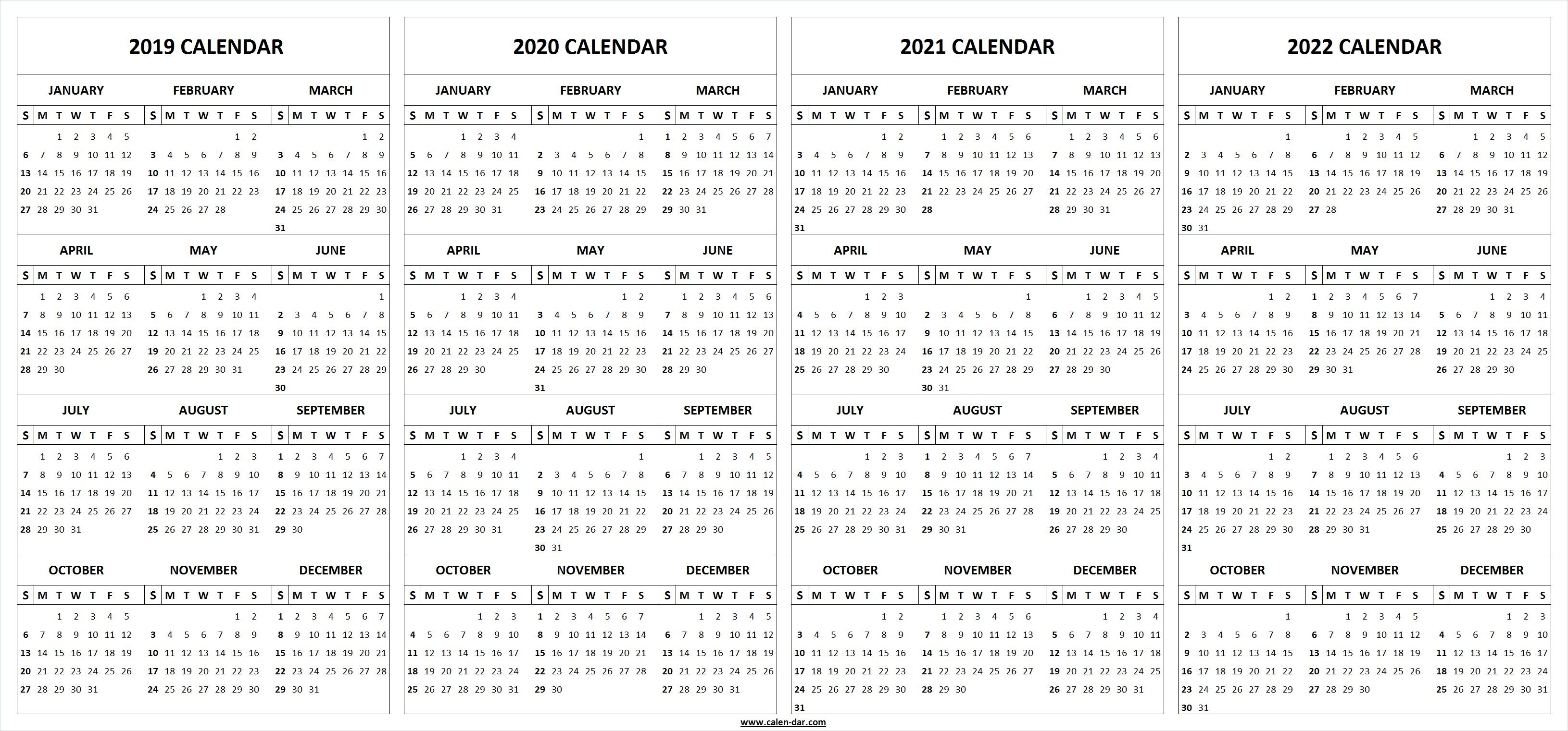 2019 2020 2021 2022 Calendar Blank Template | Calendar