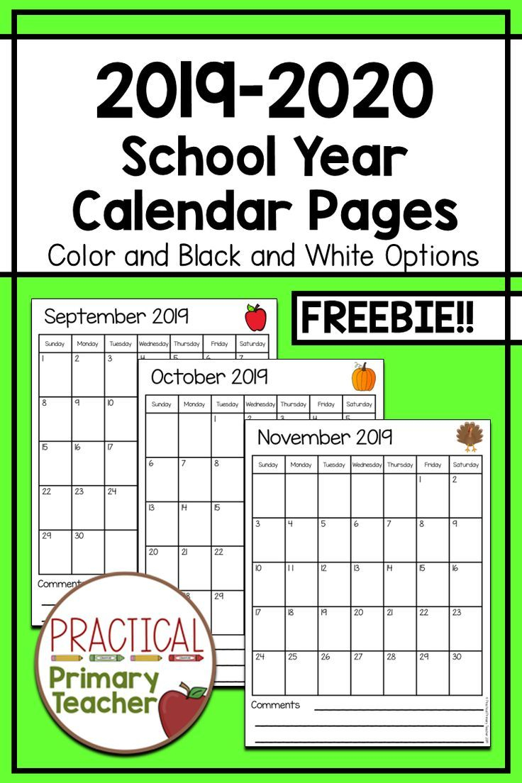 2019-2020 Calendars Free | School | Classroom Calendar
