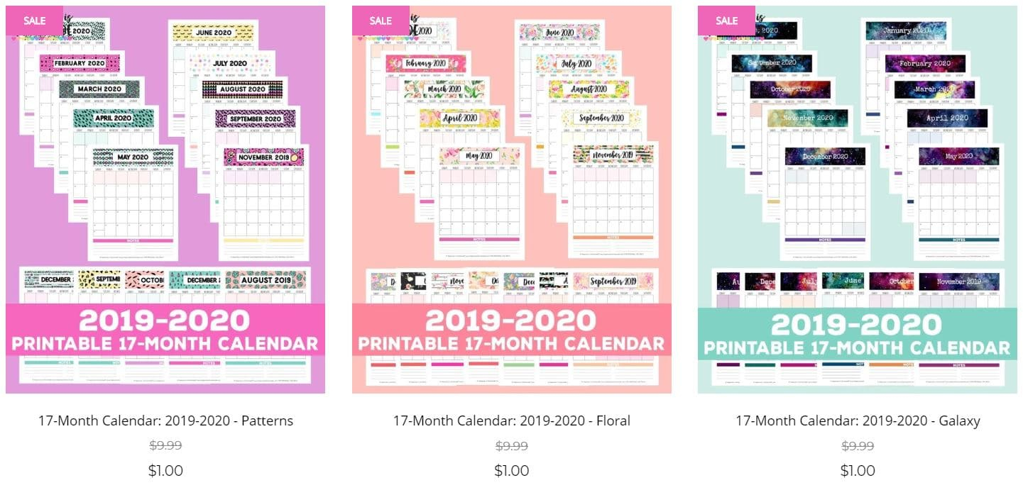 2019-2020 Free Printable Monthly Calendar - Happiness Is