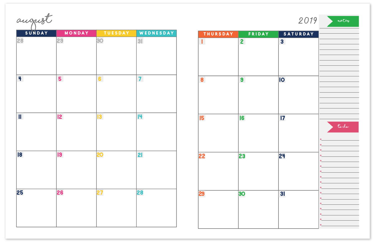 2019-2020 Monthly Calendar Planner | Free Printable Calendar