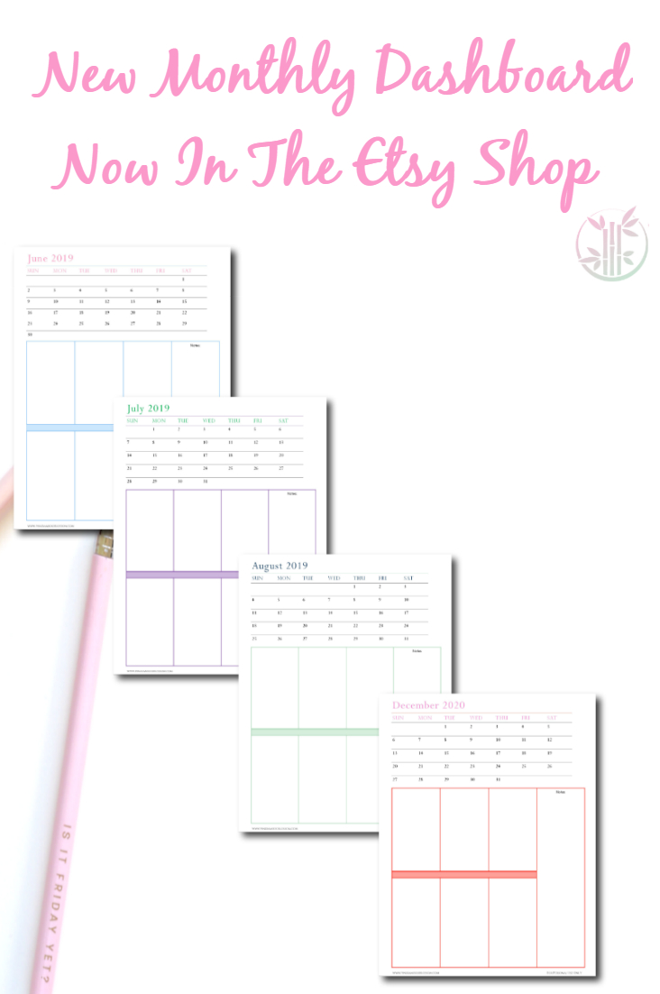 2019 - 2020 Monthly Calendar Planner Printable Insert