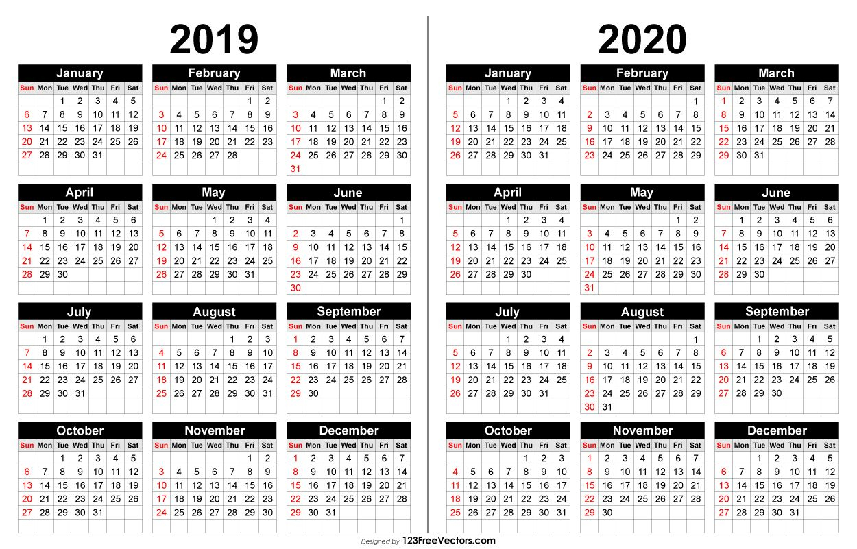 2019 And 2020 Calendar Printable | 2019 Calendar | 2019