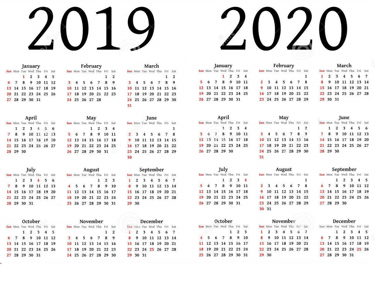 2019 And 2020 Calendar Printable | Calendar Shelter