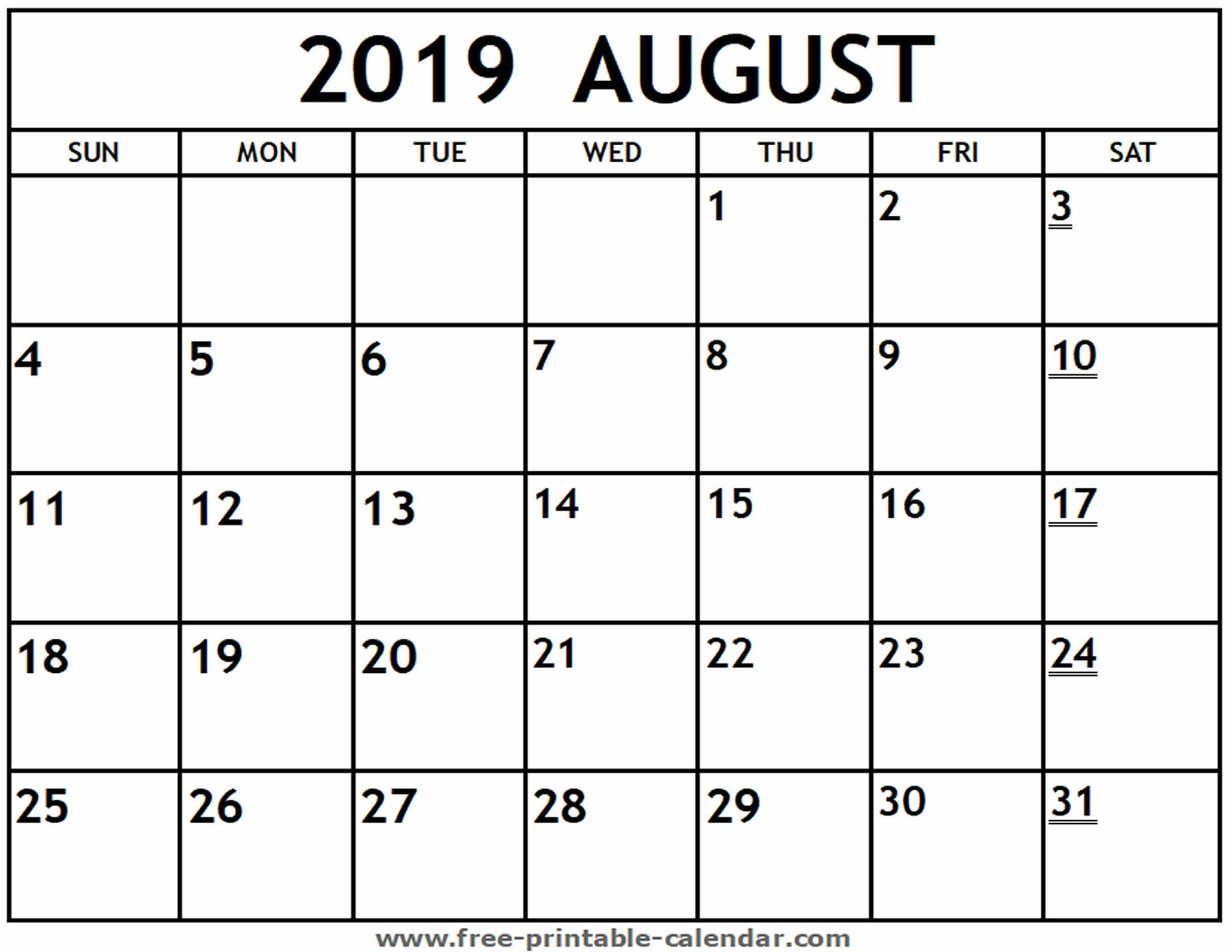 2019 August To December Calendar | Calendar Format Example