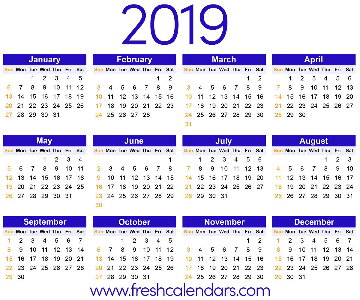 2019 Calendar