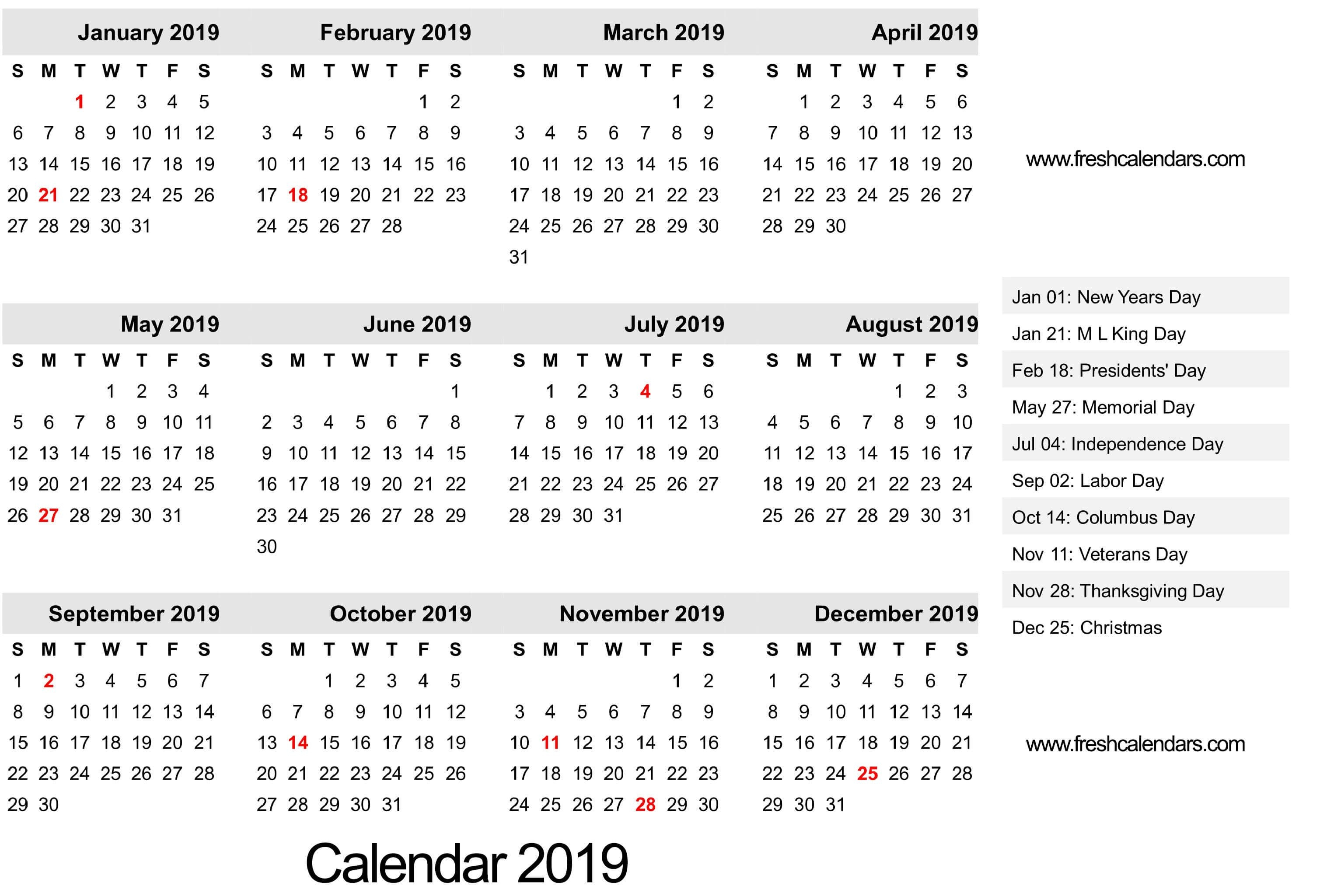 2019 Calendar August Through December | Calendar Format Example