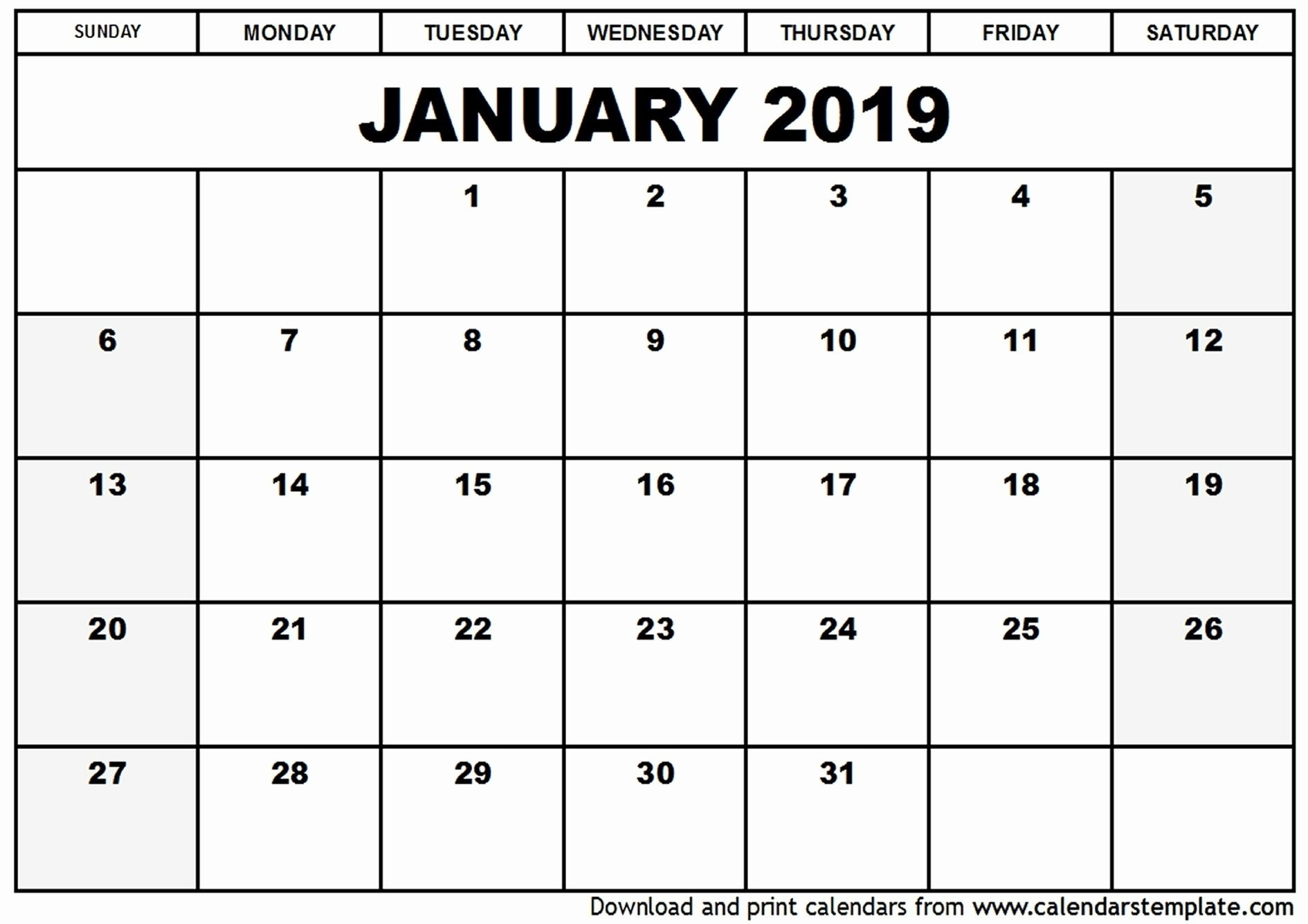 2019 Calendar With Blank Notes | Free Printable 2018