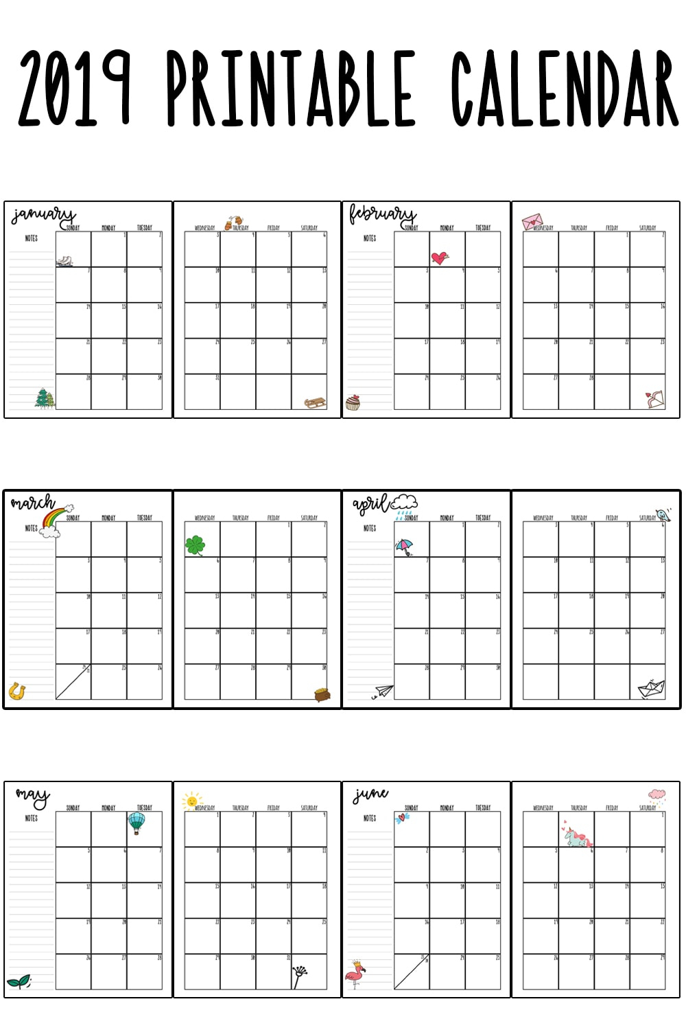 2019 Printable Calendar