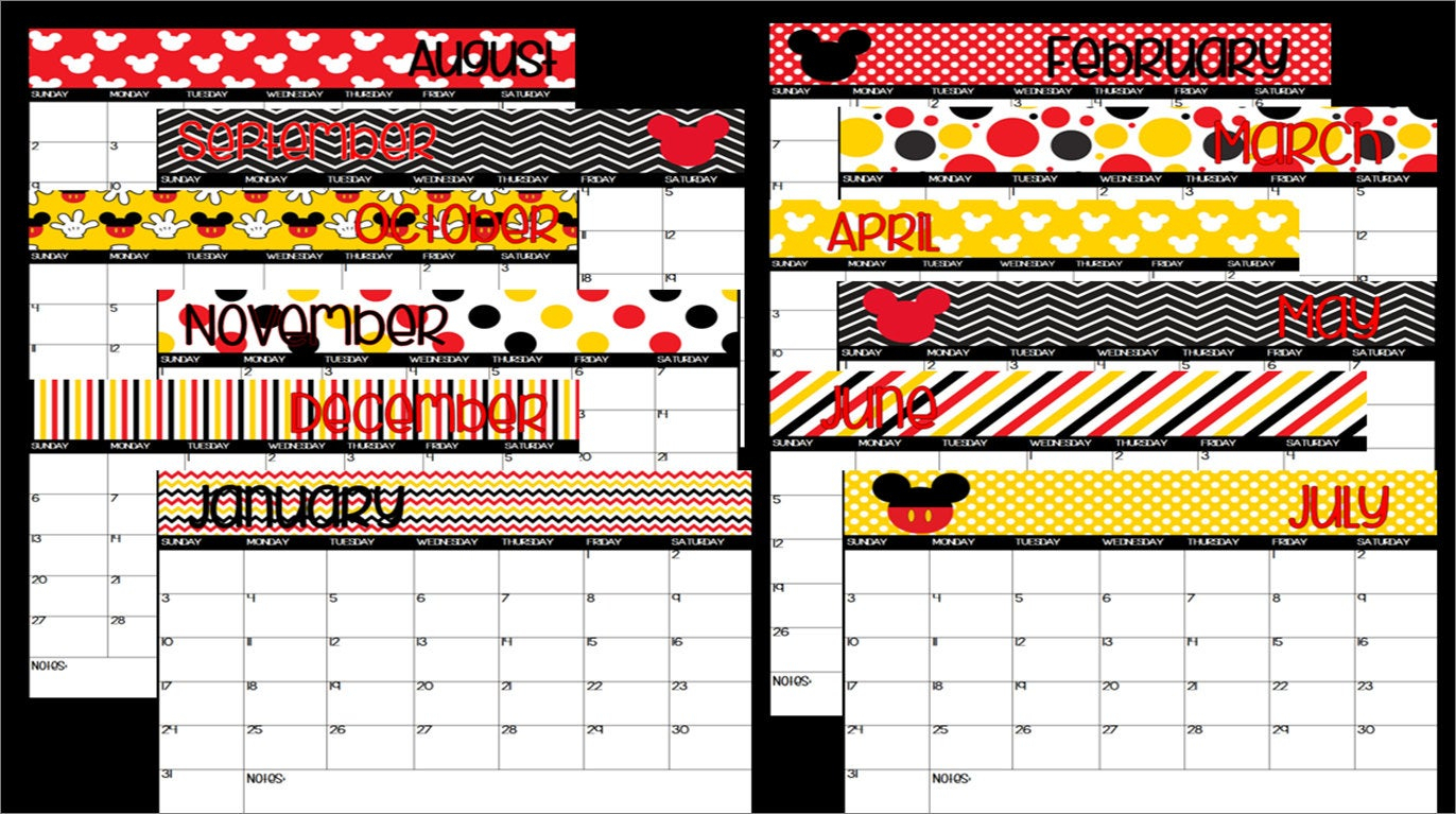 Free Printable Mickey Mouse Calendar Example Calendar Printable Gambaran